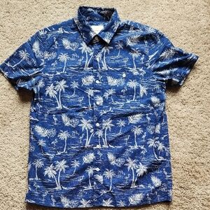 American Eagle Outfitters Navy Palm Print Men's Shirt